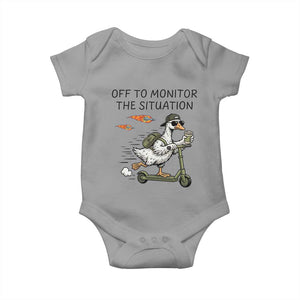 Funny Goose Support Freedom Meme Baby Onesie Off To Monitor The Situation TS14 Sport Gray Print Your Wear