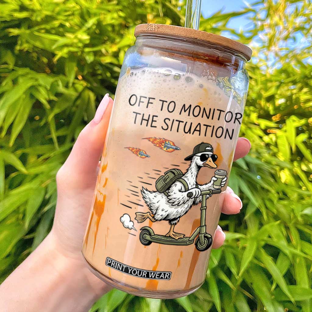 Funny Goose Support Freedom Meme Glass Can Off To Monitor The Situation TS14 White Print Your Wear