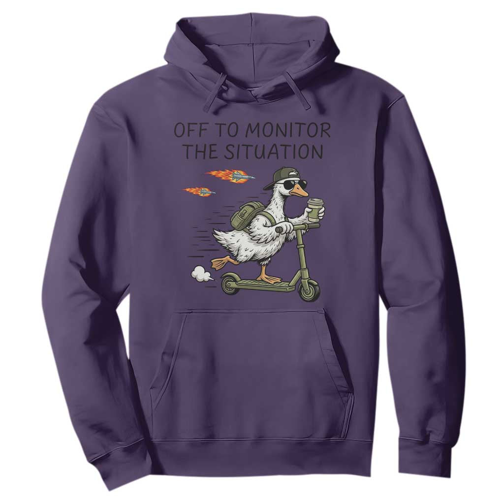 Funny Goose Support Freedom Meme Hoodie Off To Monitor The Situation TS14 Purple Print Your Wear