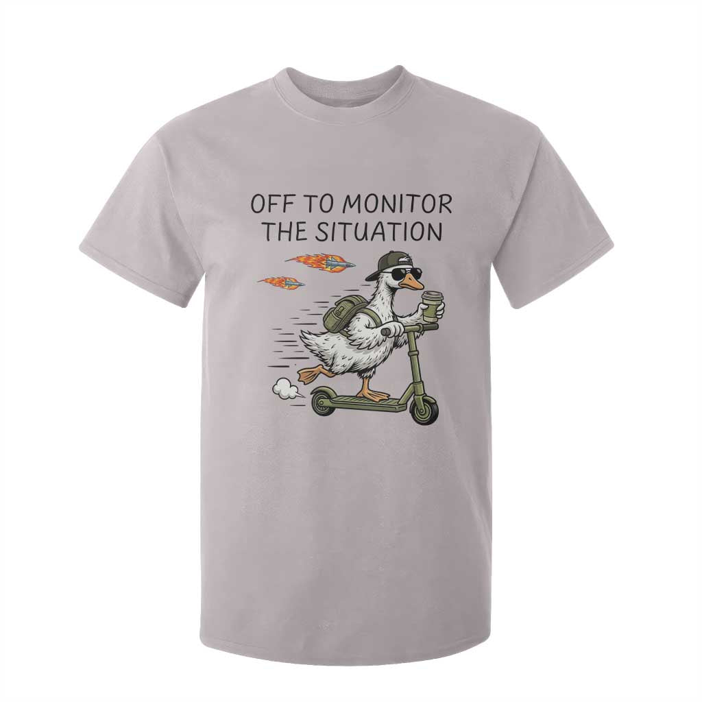Funny Goose Support Freedom Meme T Shirt For Kid Off To Monitor The Situation TS14 Ice Gray Print Your Wear