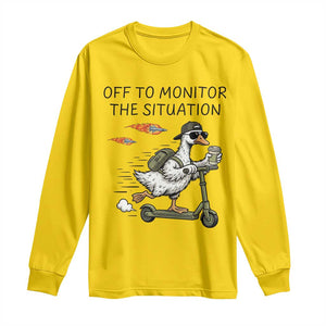 Funny Goose Support Freedom Meme Long Sleeve Shirt Off To Monitor The Situation TS14 Daisy Print Your Wear