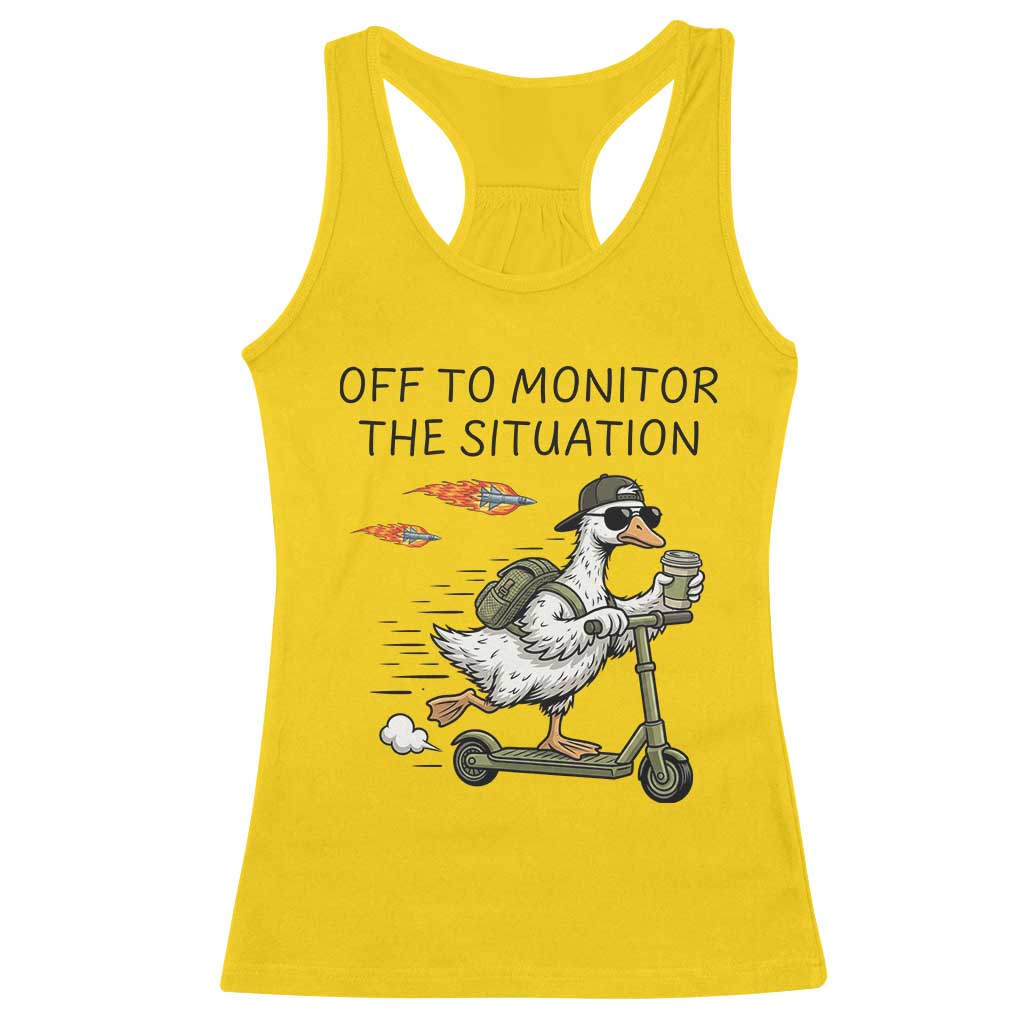 Funny Goose Support Freedom Meme Racerback Tank Top Off To Monitor The Situation TS14 Daisy Print Your Wear