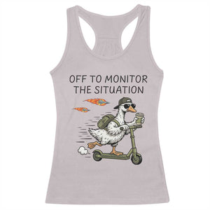Funny Goose Support Freedom Meme Racerback Tank Top Off To Monitor The Situation TS14 Ice Gray Print Your Wear
