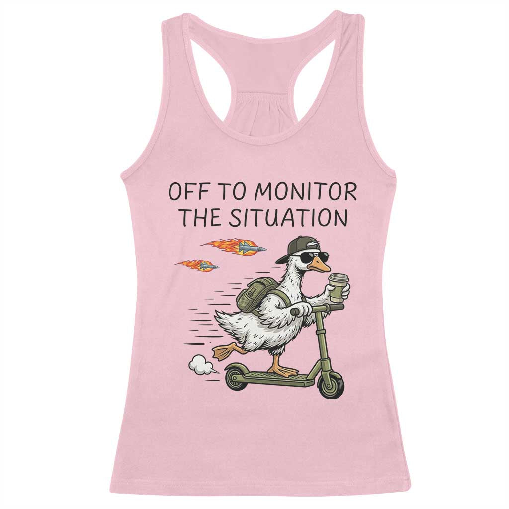 Funny Goose Support Freedom Meme Racerback Tank Top Off To Monitor The Situation TS14 Light Pink Print Your Wear