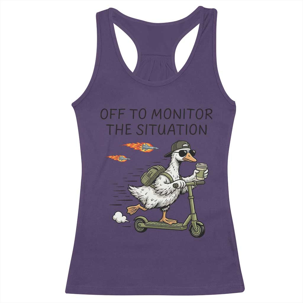 Funny Goose Support Freedom Meme Racerback Tank Top Off To Monitor The Situation TS14 Purple Print Your Wear