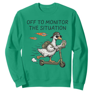 Funny Goose Support Freedom Meme Sweatshirt Off To Monitor The Situation TS14 Irish Green Print Your Wear