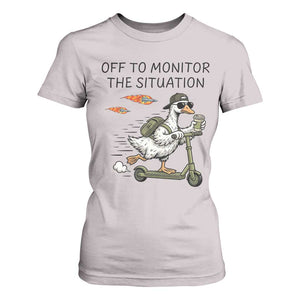 Funny Goose Support Freedom Meme T Shirt For Women Off To Monitor The Situation TS14 Ice Gray Print Your Wear