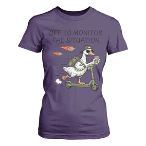 Funny Goose Support Freedom Meme T Shirt For Women Off To Monitor The Situation TS14 Purple Print Your Wear