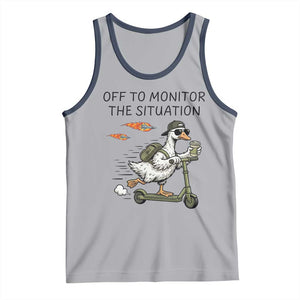Funny Goose Support Freedom Meme Tank Top Off To Monitor The Situation TS14 Athletic Heather Navy Print Your Wear