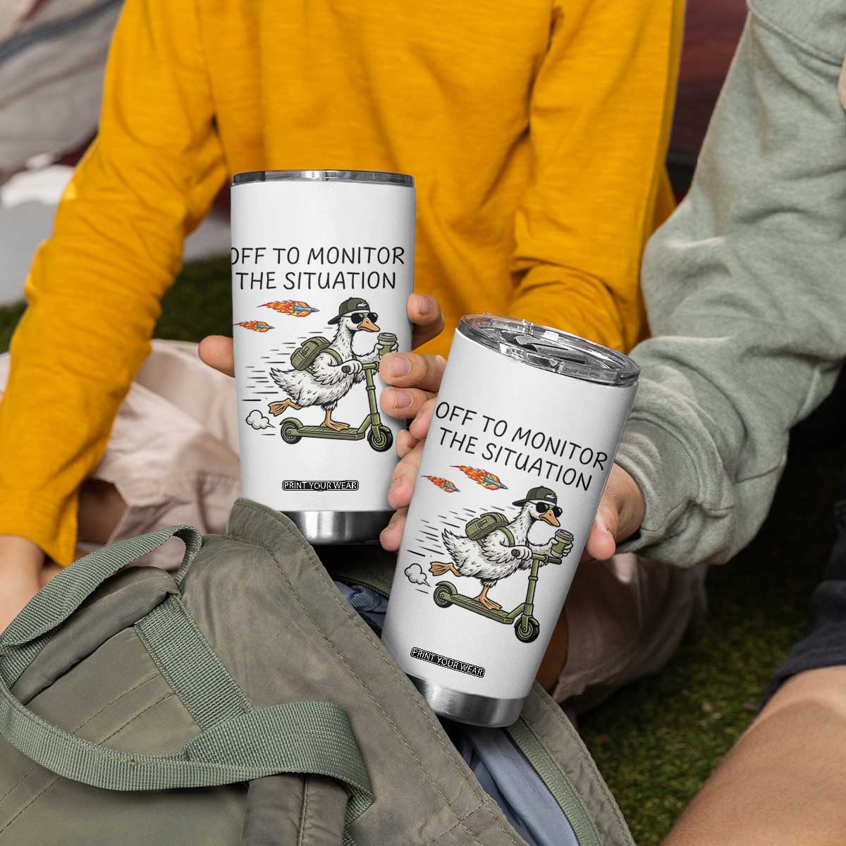 Funny Goose Support Freedom Meme Tumbler Cup Off To Monitor The Situation TS14 Print Your Wear