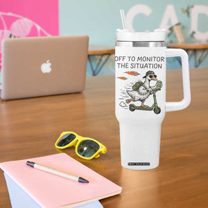 Funny Goose Support Freedom Meme Tumbler With Handle Off To Monitor The Situation TS14 Print Your Wear