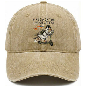 Funny Goose Support Freedom Meme Washed Cotton Baseball Cap Off To Monitor The Situation TS14 Washed Cap Universal Fit Khaki Print Your Wear