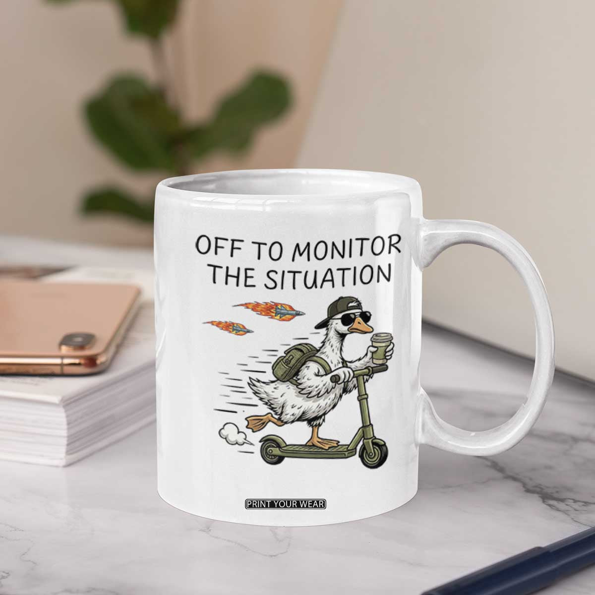 Funny Goose Support Freedom Meme Coffee Mug Off To Monitor The Situation TS14 Print Your Wear