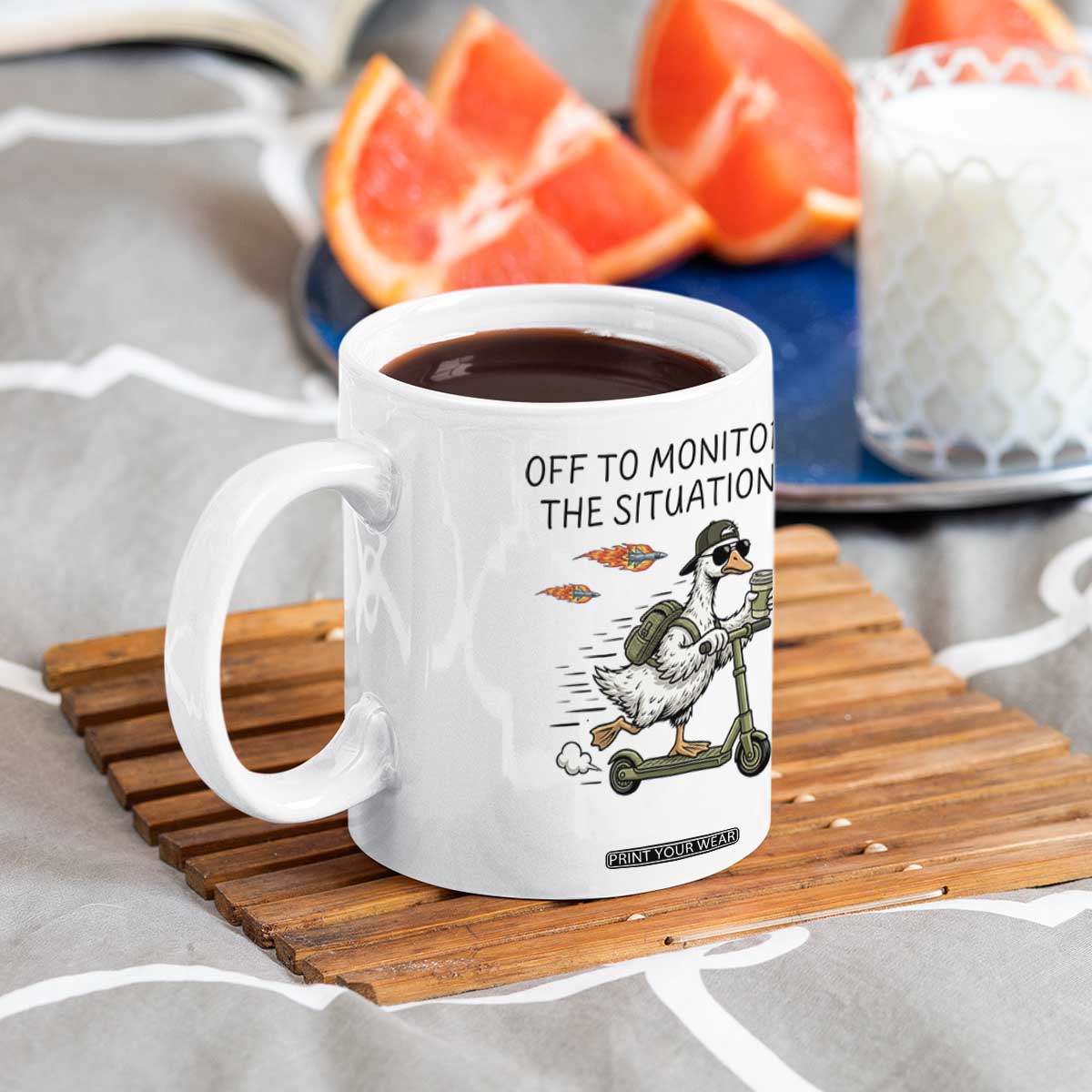 Funny Goose Support Freedom Meme Coffee Mug Off To Monitor The Situation TS14 Print Your Wear