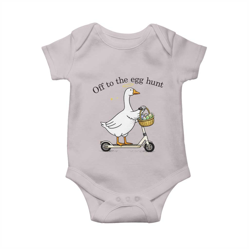 Off To The Egg Hunt Baby Onesie Funny Easter Goose TS14 Ice Gray Print Your Wear