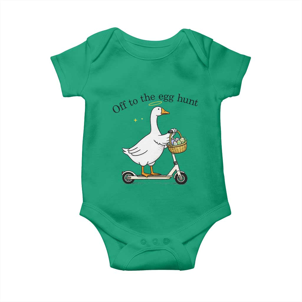 Off To The Egg Hunt Baby Onesie Funny Easter Goose TS14 Irish Green Print Your Wear