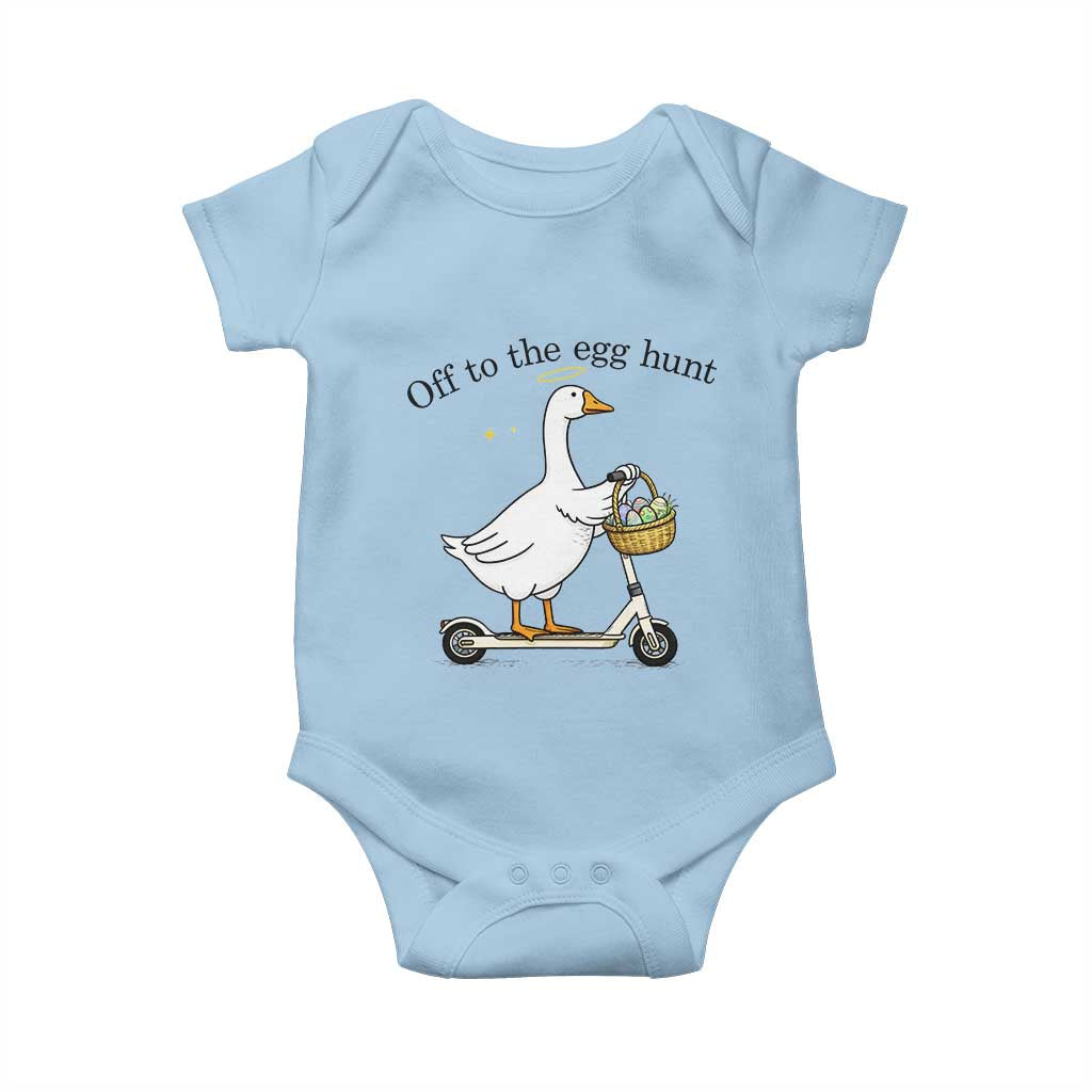 Off To The Egg Hunt Baby Onesie Funny Easter Goose TS14 Light Blue Print Your Wear