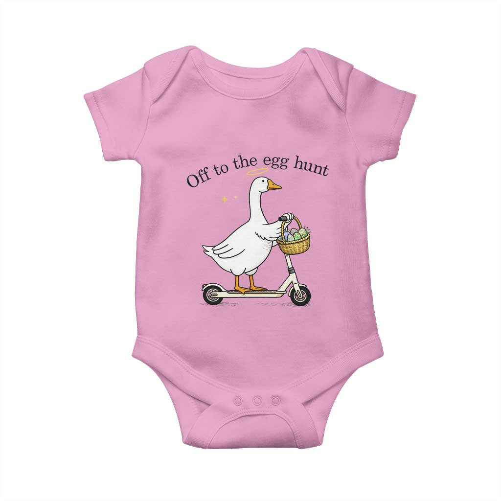 Off To The Egg Hunt Baby Onesie Funny Easter Goose TS14 Light Pink Print Your Wear