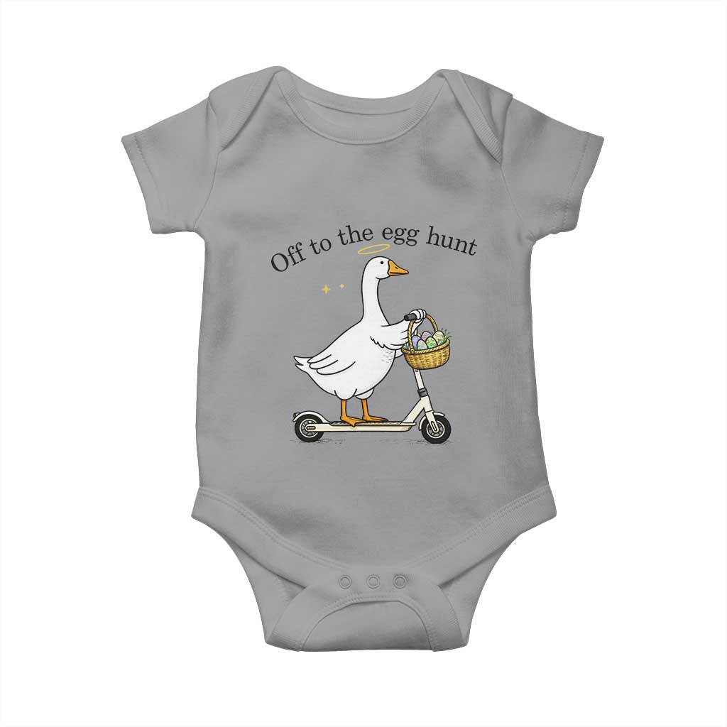 Off To The Egg Hunt Baby Onesie Funny Easter Goose TS14 Sport Gray Print Your Wear