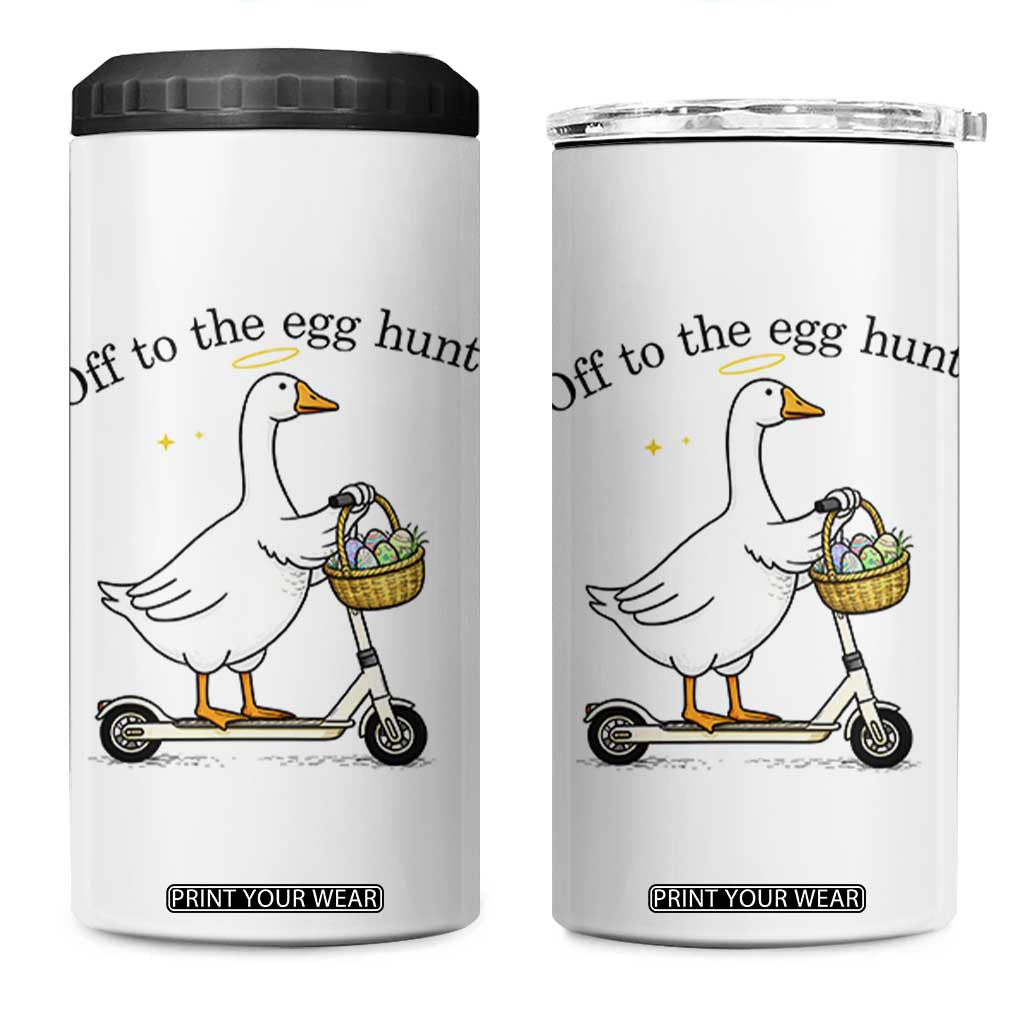 Off To The Egg Hunt 4 in 1 Can Cooler Tumbler Funny Easter Goose TS14 One Size: 16 oz White Print Your Wear