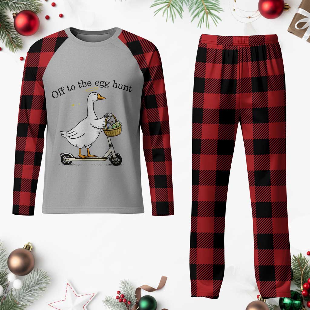 Off To The Egg Hunt Plaid Pajama Set Funny Easter Goose TS14 Buffalo Plaid Print Your Wear