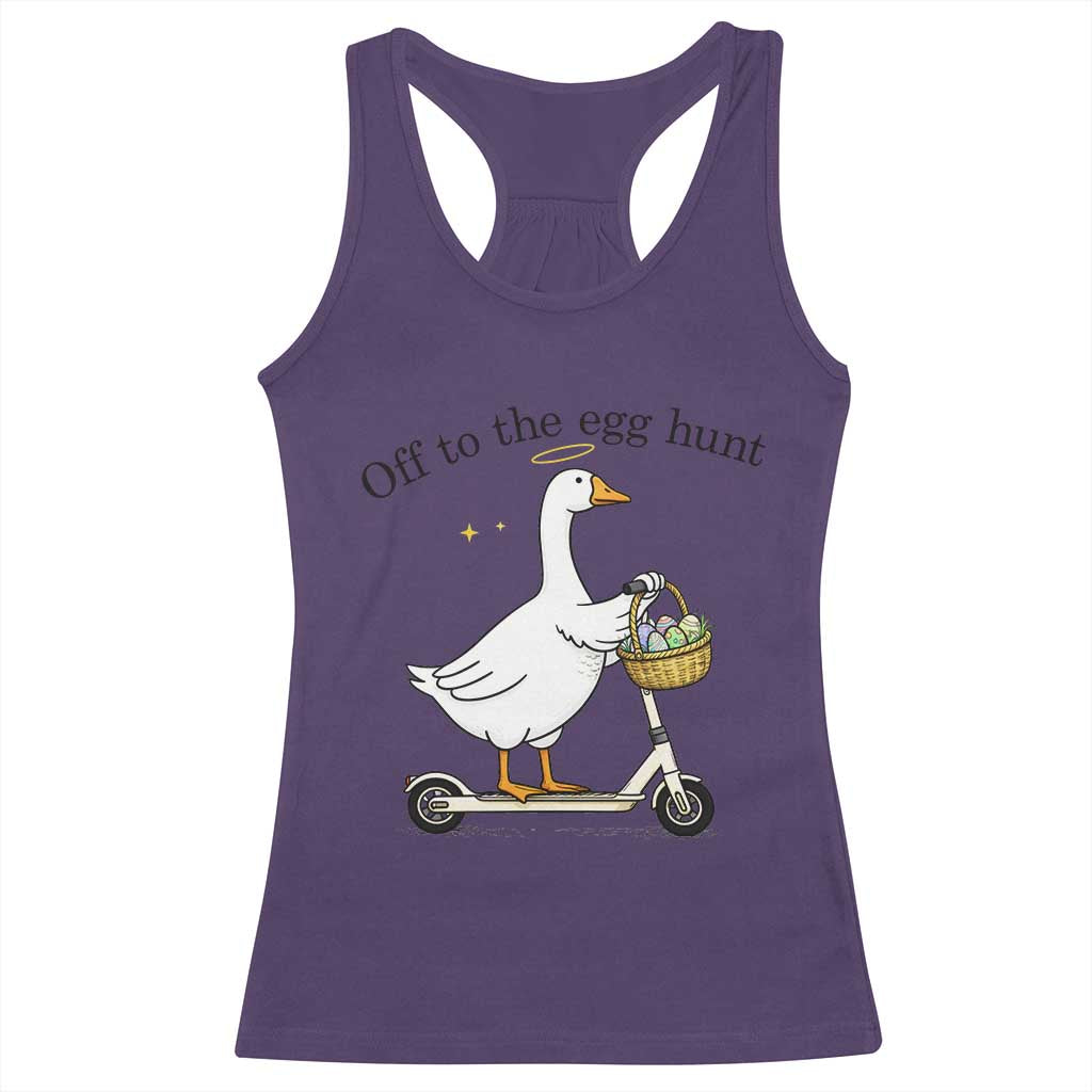 Off To The Egg Hunt Racerback Tank Top Funny Easter Goose TS14 Purple Print Your Wear