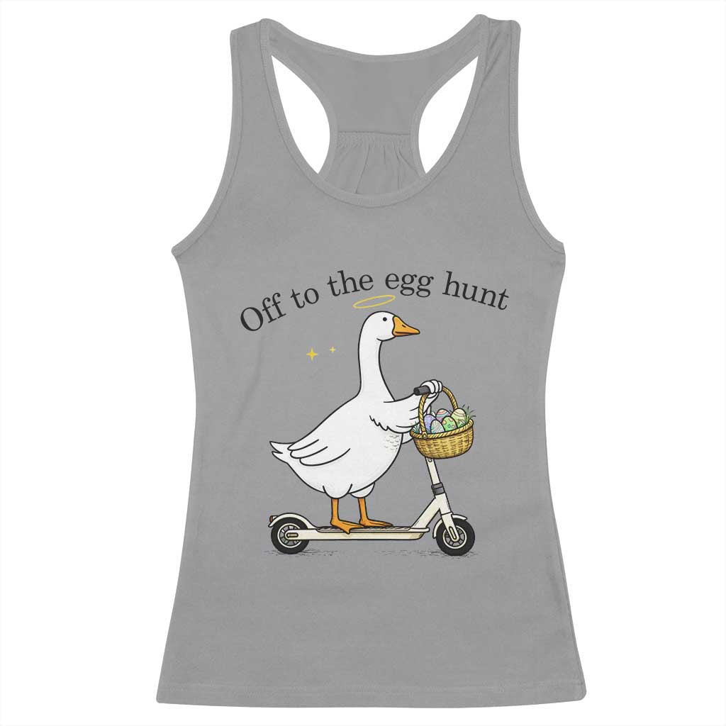 Off To The Egg Hunt Racerback Tank Top Funny Easter Goose TS14 Sport Gray Print Your Wear