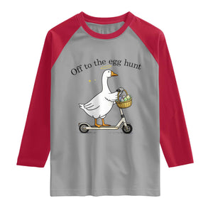 Off To The Egg Hunt Raglan Shirt Funny Easter Goose TS14 Sport Gray Red Print Your Wear