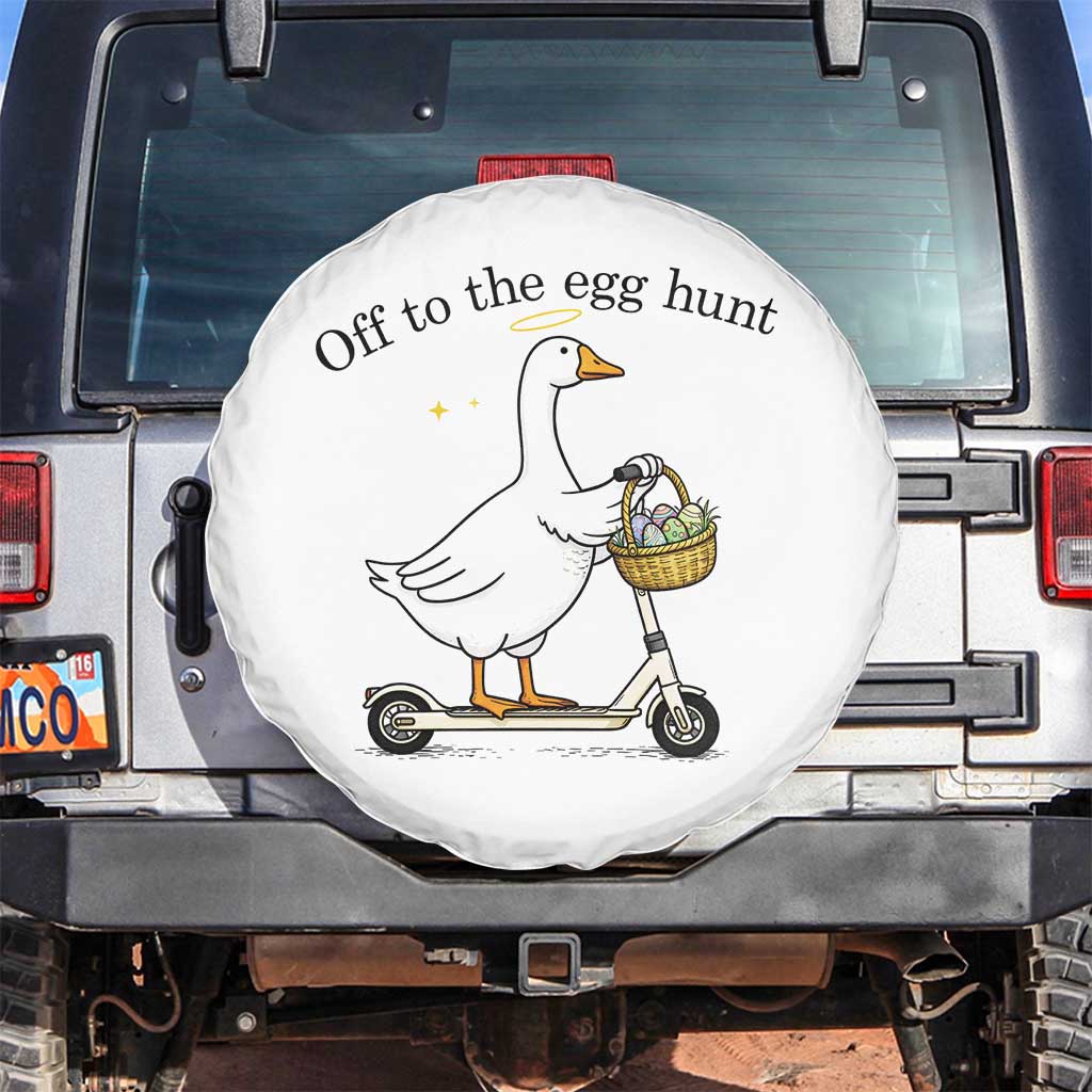Off To The Egg Hunt Spare Tire Cover Funny Easter Goose TS14 No hole White Print Your Wear