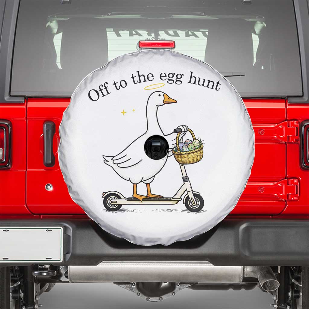 Off To The Egg Hunt Spare Tire Cover Funny Easter Goose TS14 White Print Your Wear