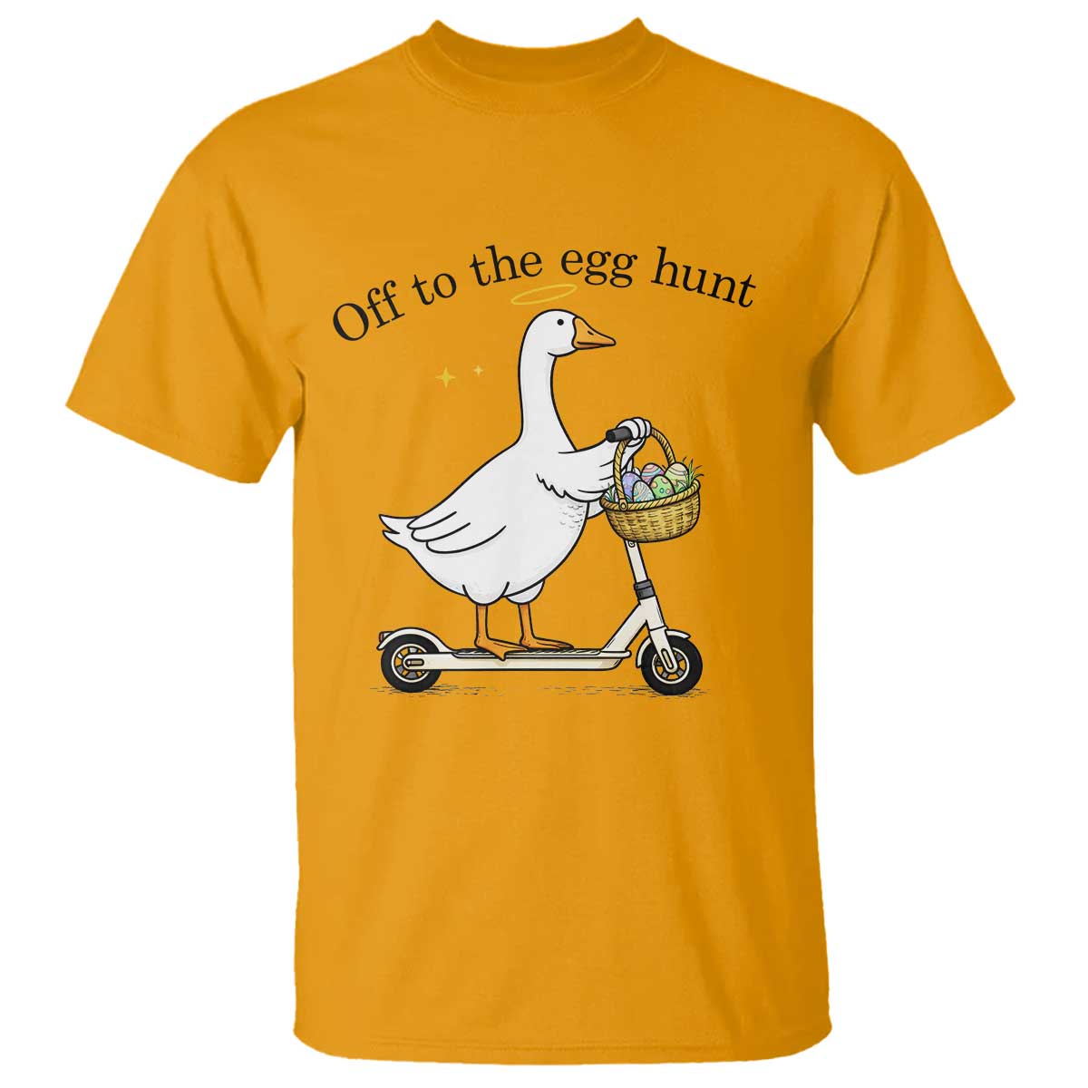 Off To The Egg Hunt T Shirt Funny Easter Goose TS14 Gold Print Your Wear