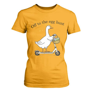 Off To The Egg Hunt T Shirt For Women Funny Easter Goose TS14 Gold Print Your Wear