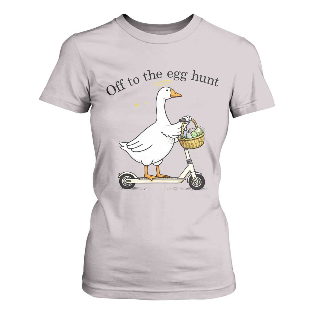 Off To The Egg Hunt T Shirt For Women Funny Easter Goose TS14 Ice Gray Print Your Wear