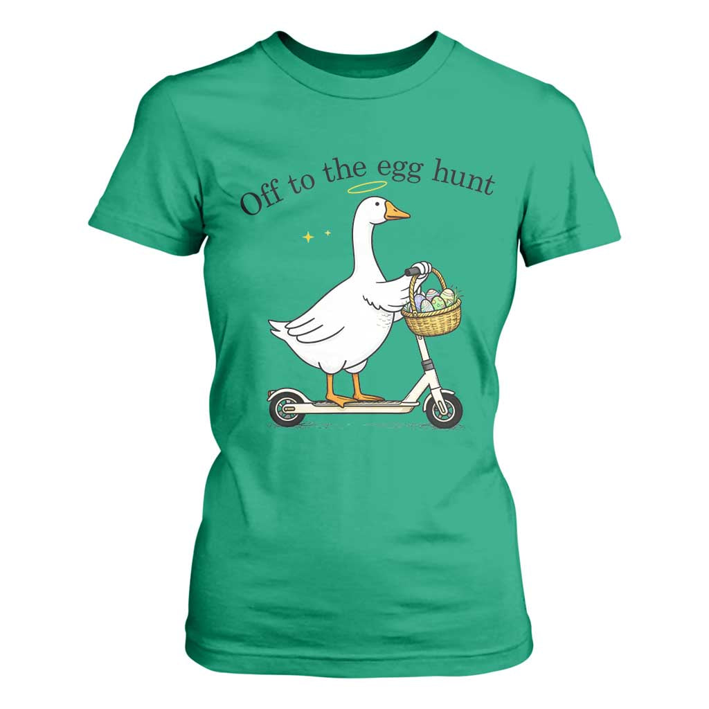 Off To The Egg Hunt T Shirt For Women Funny Easter Goose TS14 Irish Green Print Your Wear