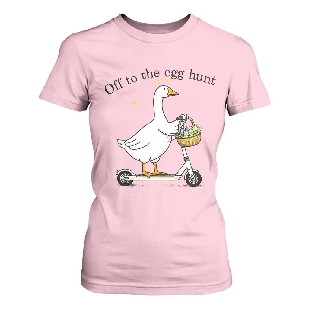 Off To The Egg Hunt T Shirt For Women Funny Easter Goose TS14 Light Pink Print Your Wear