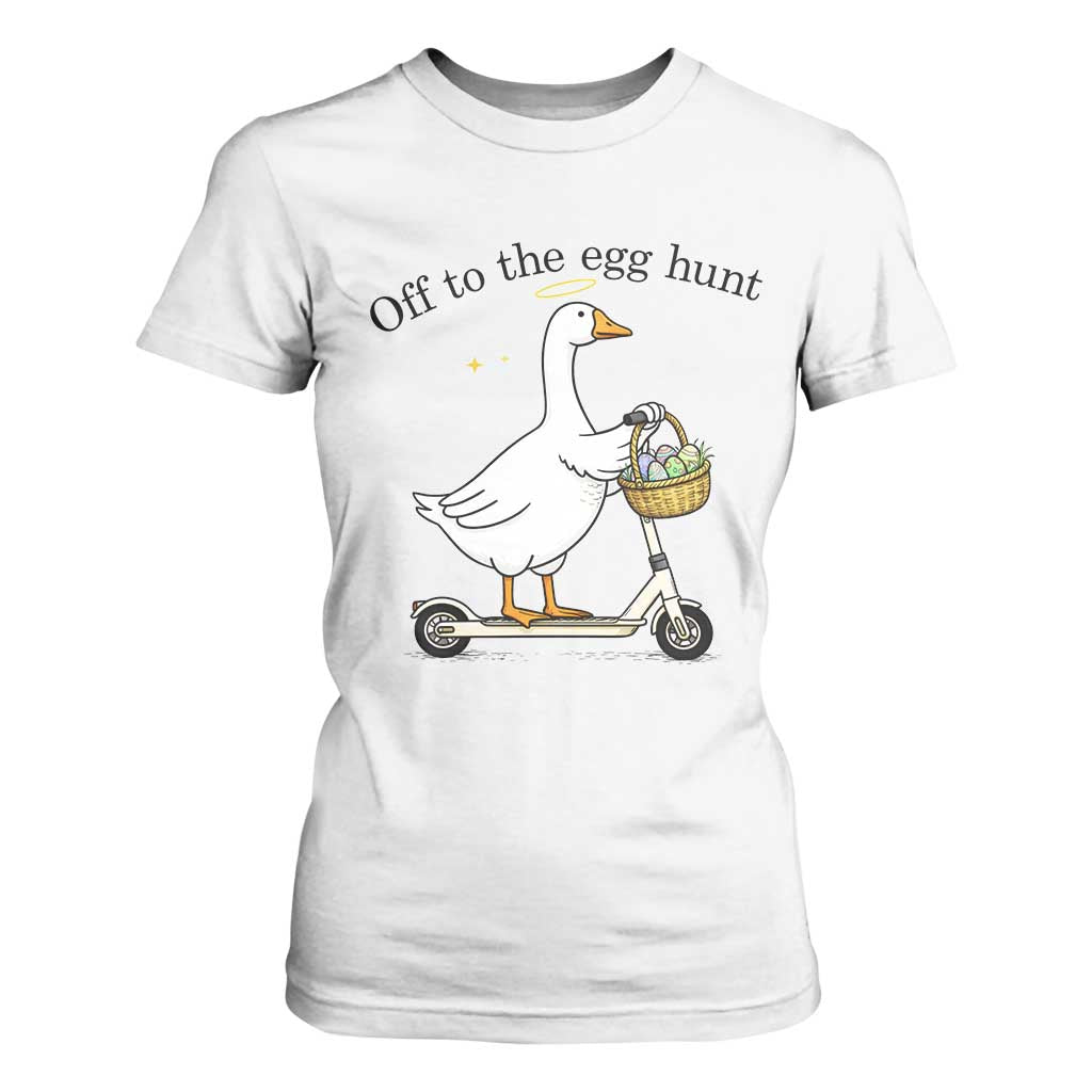 Off To The Egg Hunt T Shirt For Women Funny Easter Goose TS14 White Print Your Wear