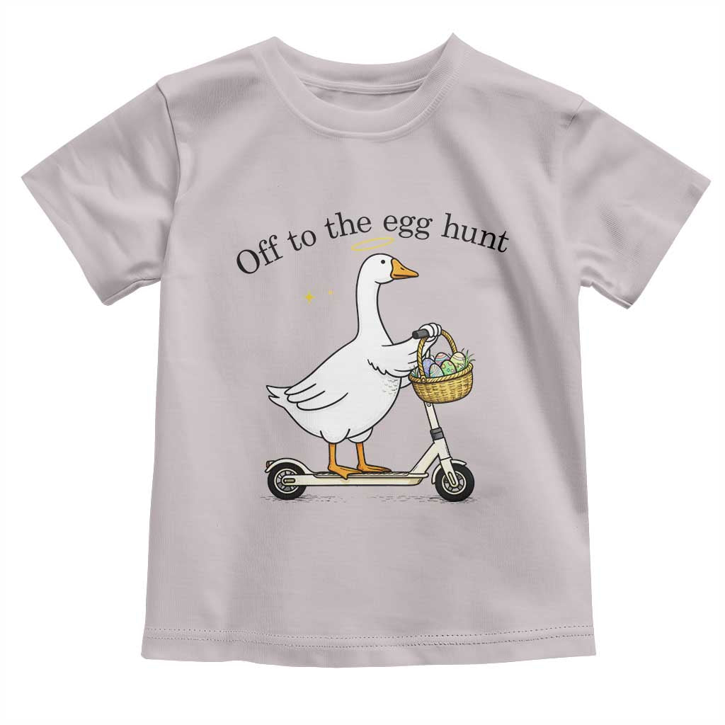 Off To The Egg Hunt Toddler T Shirt Funny Easter Goose TS14 Ice Gray Print Your Wear