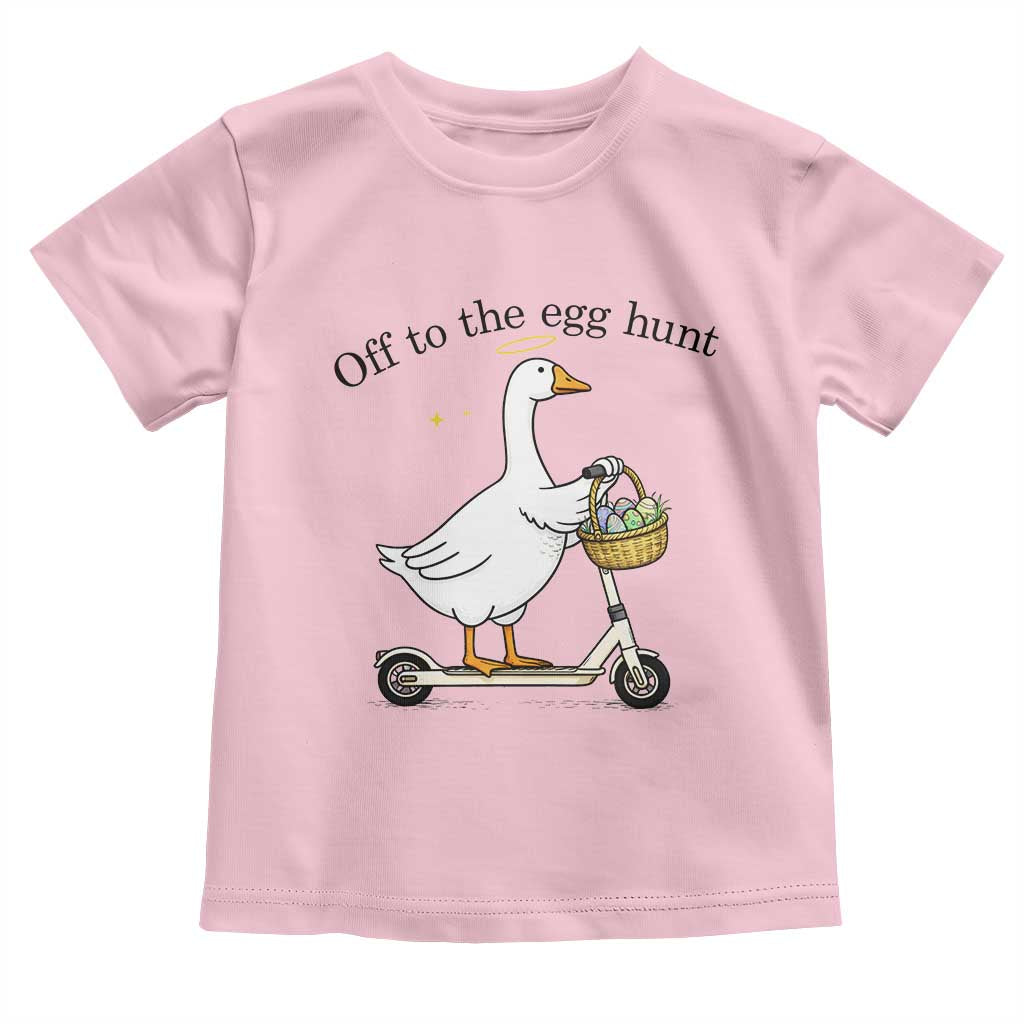 Off To The Egg Hunt Toddler T Shirt Funny Easter Goose TS14 Light Pink Print Your Wear