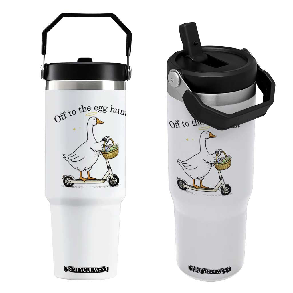 Off To The Egg Hunt Flip Straw Tumbler Funny Easter Goose TS14 One Size: 30 oz White Print Your Wear