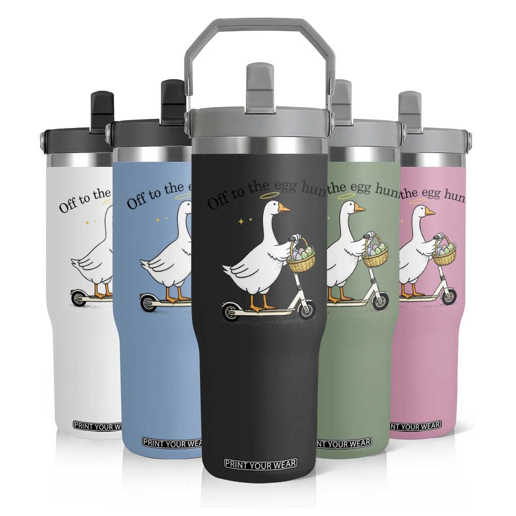 Off To The Egg Hunt Flip Straw Tumbler Funny Easter Goose TS14 Print Your Wear