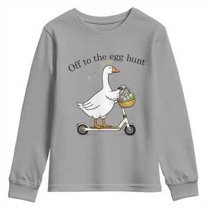 Off To The Egg Hunt Youth Sweatshirt Funny Easter Goose TS14 Sport Gray Print Your Wear