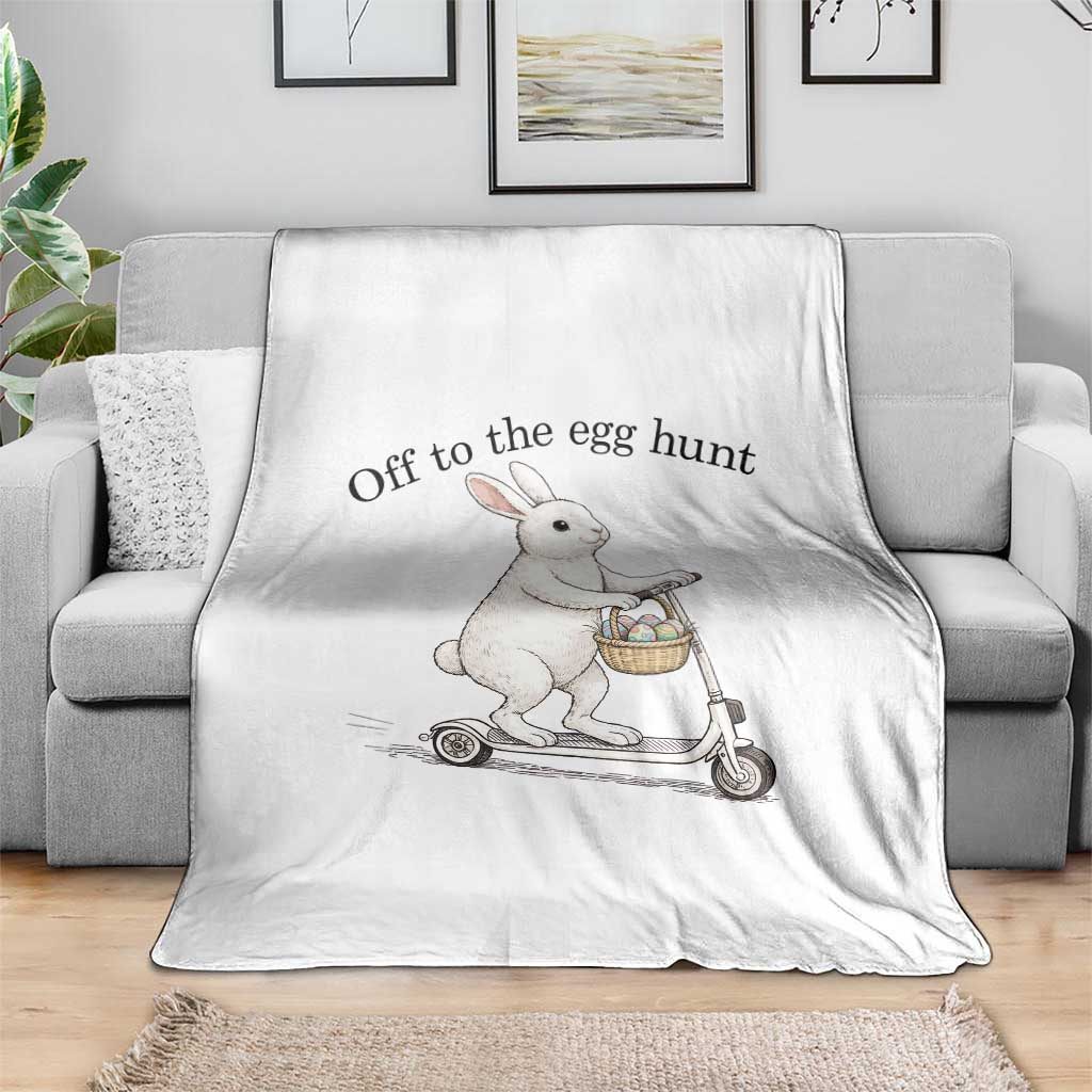 Off To The Egg Hunt Throw Blanket Funny Easter Bunny TS14 Print Your Wear