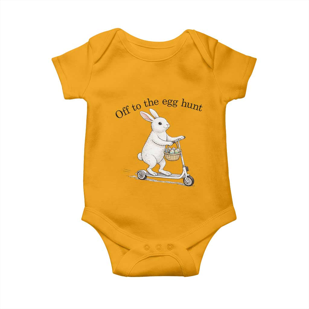 Off To The Egg Hunt Baby Onesie Funny Easter Bunny TS14 Gold Print Your Wear