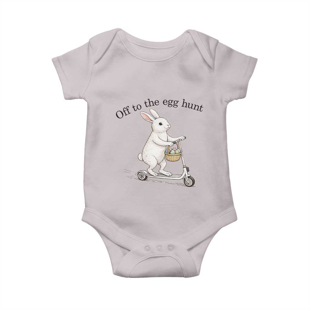 Off To The Egg Hunt Baby Onesie Funny Easter Bunny TS14 Ice Gray Print Your Wear