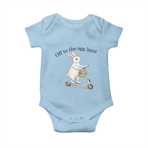 Off To The Egg Hunt Baby Onesie Funny Easter Bunny TS14 Light Blue Print Your Wear