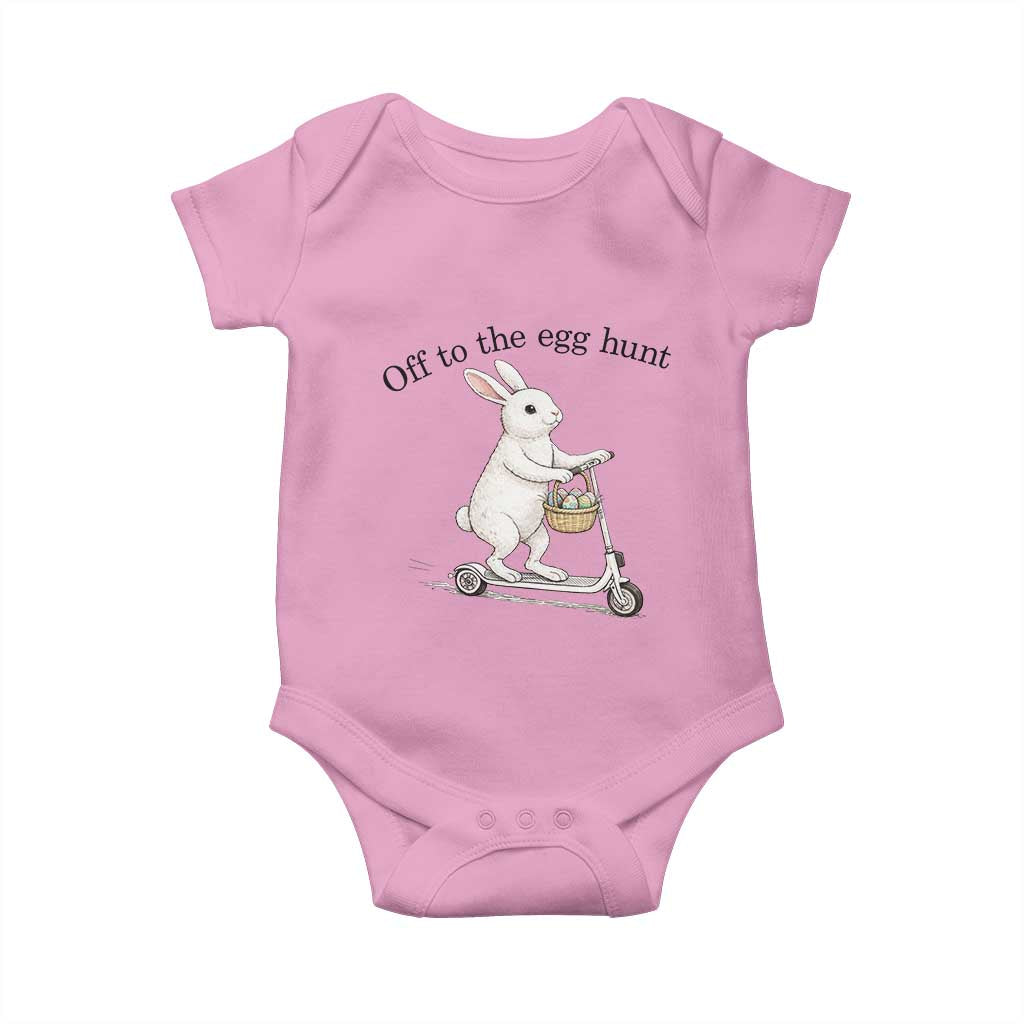 Off To The Egg Hunt Baby Onesie Funny Easter Bunny TS14 Light Pink Print Your Wear