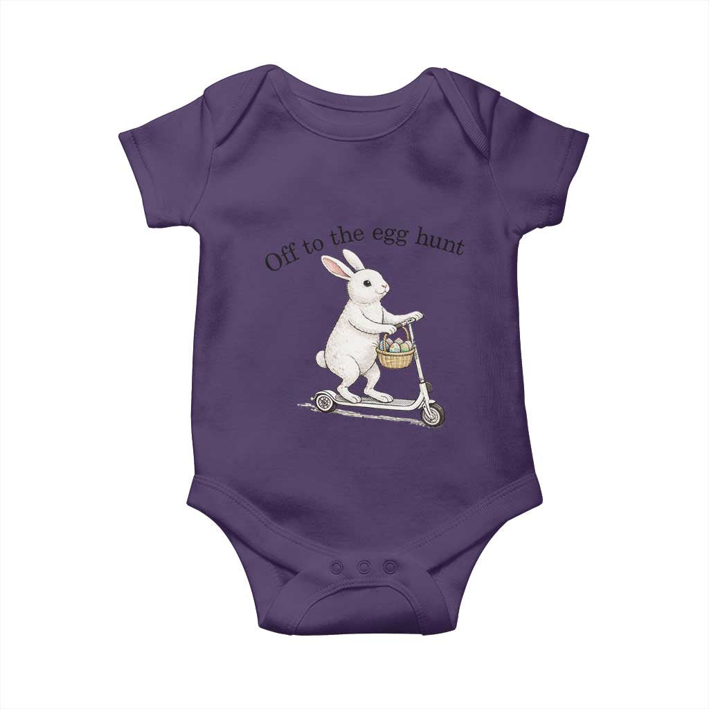Off To The Egg Hunt Baby Onesie Funny Easter Bunny TS14 Purple Print Your Wear