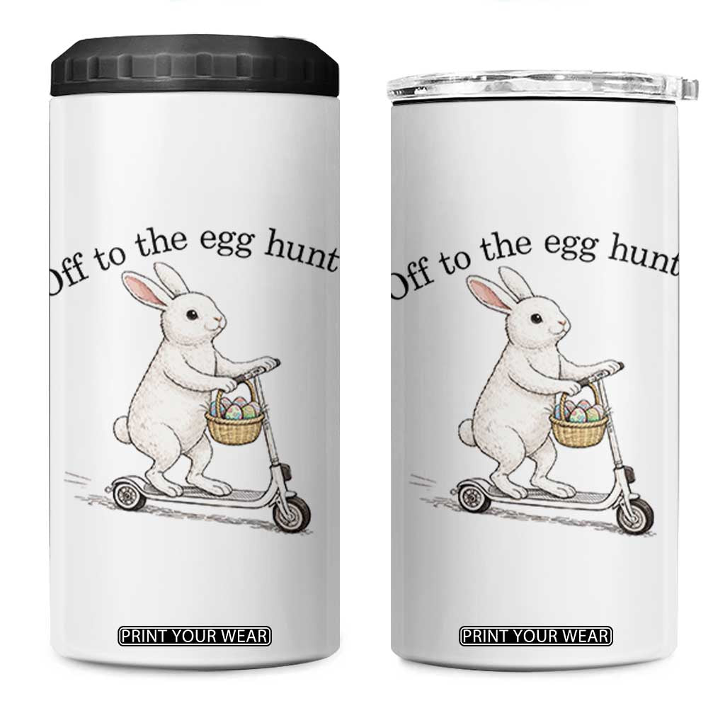 Off To The Egg Hunt 4 in 1 Can Cooler Tumbler Funny Easter Bunny TS14 One Size: 16 oz White Print Your Wear