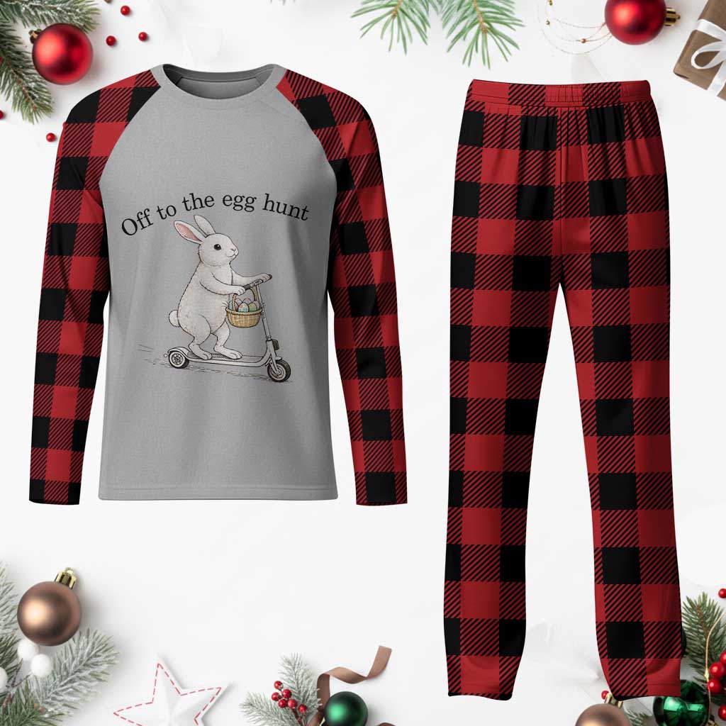 Off To The Egg Hunt Plaid Pajama Set Funny Easter Bunny TS14 Buffalo Plaid Print Your Wear