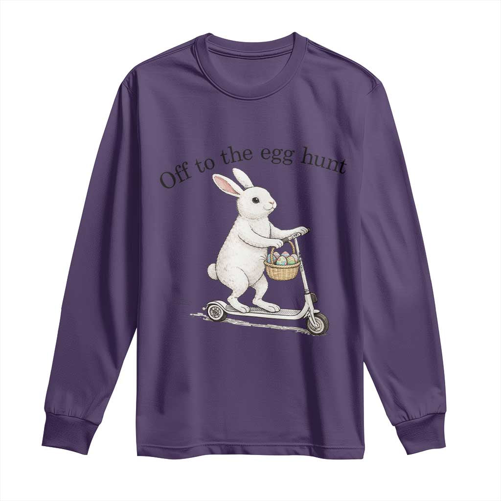 Off To The Egg Hunt Long Sleeve Shirt Funny Easter Bunny TS14 Purple Print Your Wear